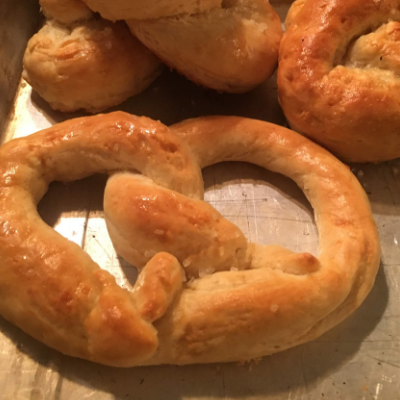 homemade pretzel with salt