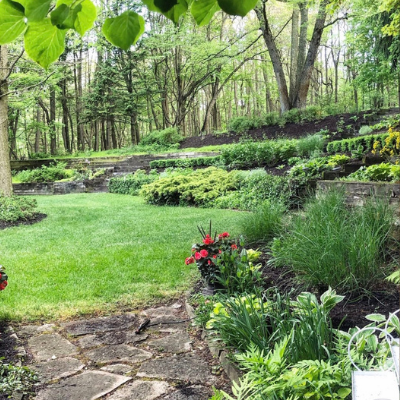 beautiful landscaped flower beds