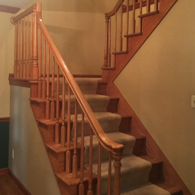 staircase with oak trim