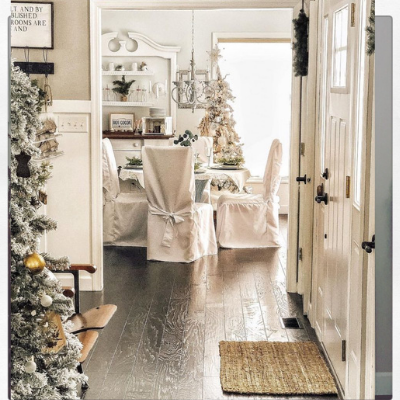 white room with christmas tree