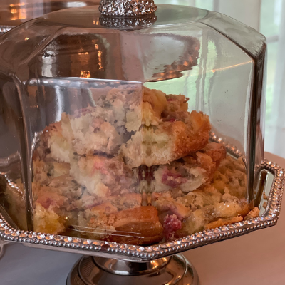 Rhubarb bars on a buttery crust