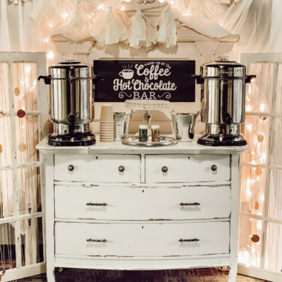 hot drinks bar, furniture and lights